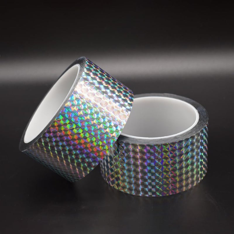 SICCOMA Self-Adhesive Holographic Reflective Tape Prism Tape Holographic Reflective Tape for Keep Birds Away, Craft Projects, DIY Art, Home, Daily Use (Silver, 1 Inch x 55 Yard) - Image 5
